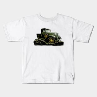 Model A Ford truck with pumpkins in foreground Kids T-Shirt